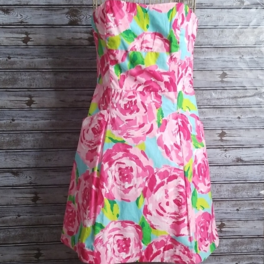 Lilly Pulitzer Pink and Green Floral Dress
